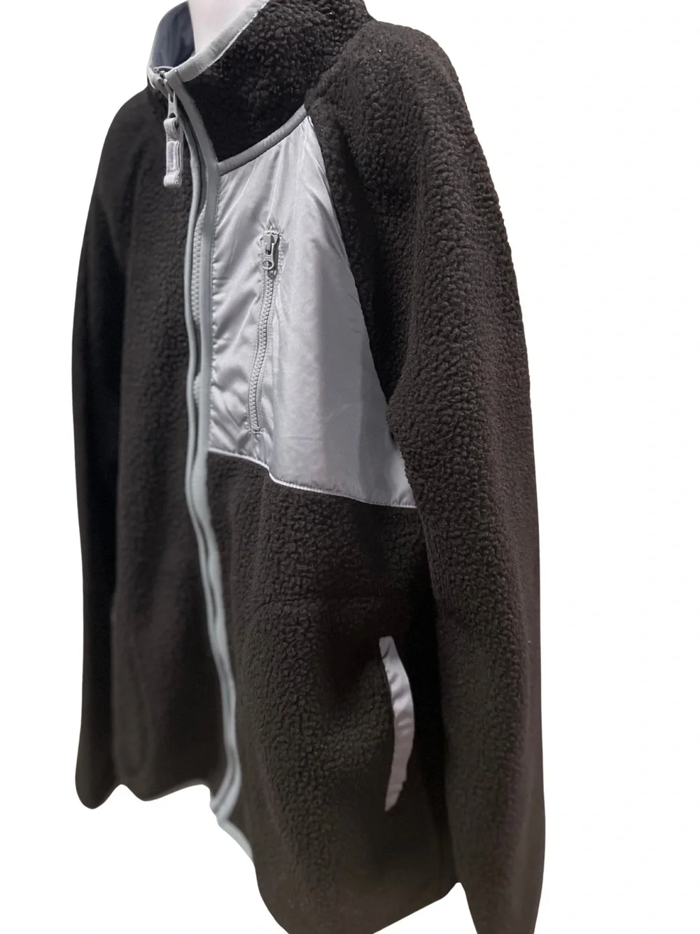 THE CHILDRENS PLACE Boys Sherpa Fleece Long Sleeve Full Zip Jacket XXL 16 Black